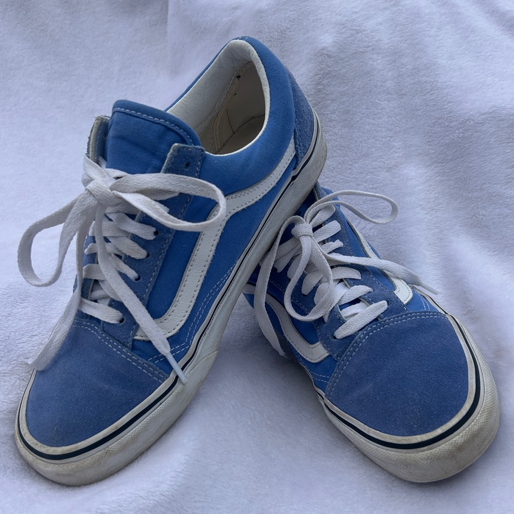 Vans Blue and White Casual Shoes, Lace Up, Size 7